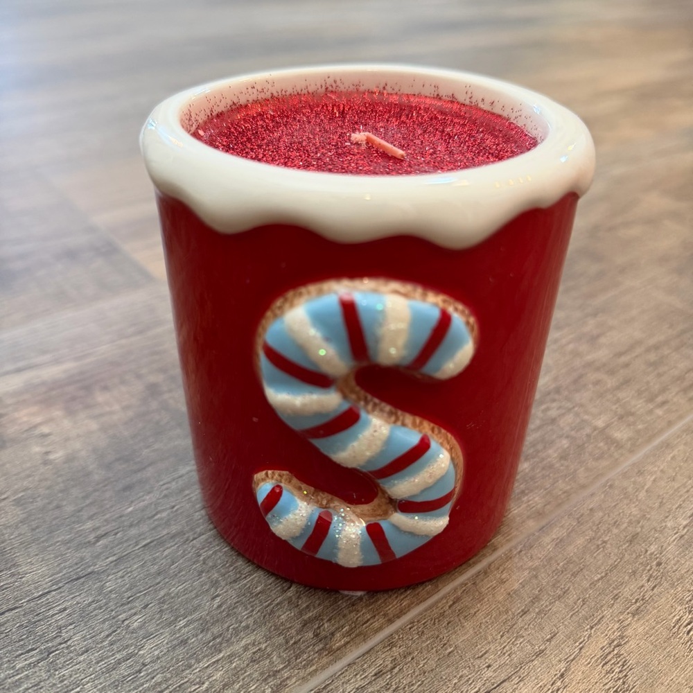 Kohl's Festive Red Sparkle Candle Candy Cane S Initial Cookie‎ Holiday Christmas
